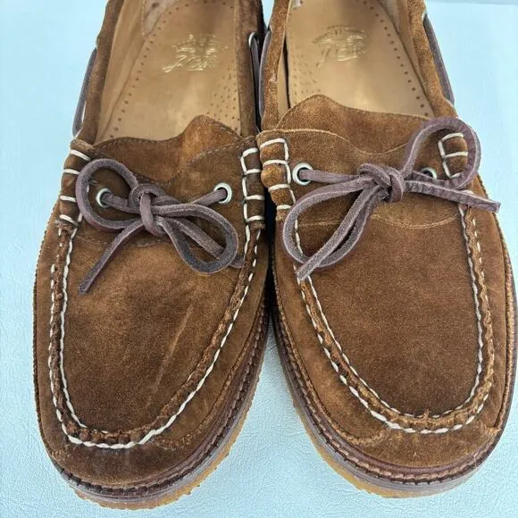 J Crew Mens Size 10.5 Loafers Brown Leather Camden Slip On English Suede