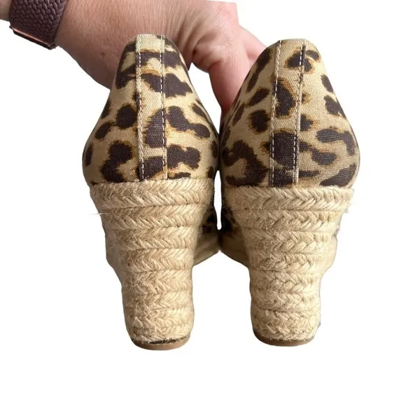 J. Crew - Seville Espadrilles Wedge Animal Leopard Print Canvas Sz 8