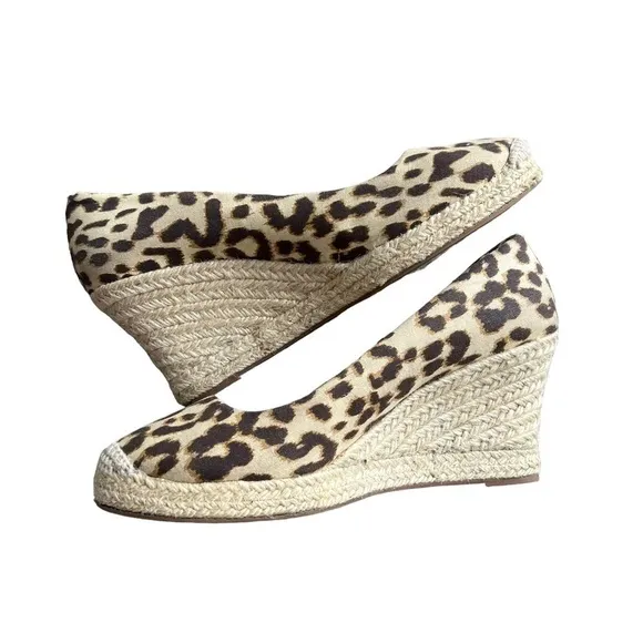 J. Crew - Seville Espadrilles Wedge Animal Leopard Print Canvas Sz 8