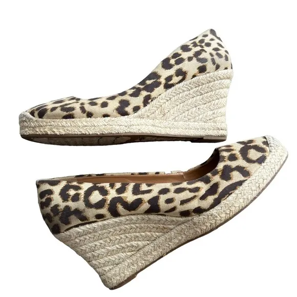 J. Crew - Seville Espadrilles Wedge Animal Leopard Print Canvas Sz 8