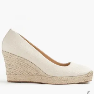 J. Crew Seville Espadrilles Wedges Shoes Neutral Beige Linen Gold Metallic 7.5