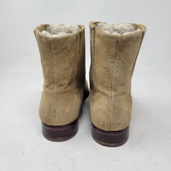 J. crew | Sherpa Lined Suede Leather Chelsea Ankle Boots Tan