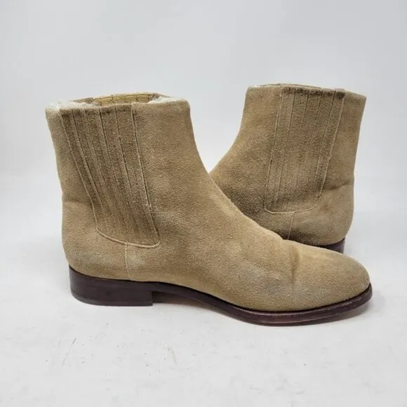 J. crew | Sherpa Lined Suede Leather Chelsea Ankle Boots Tan