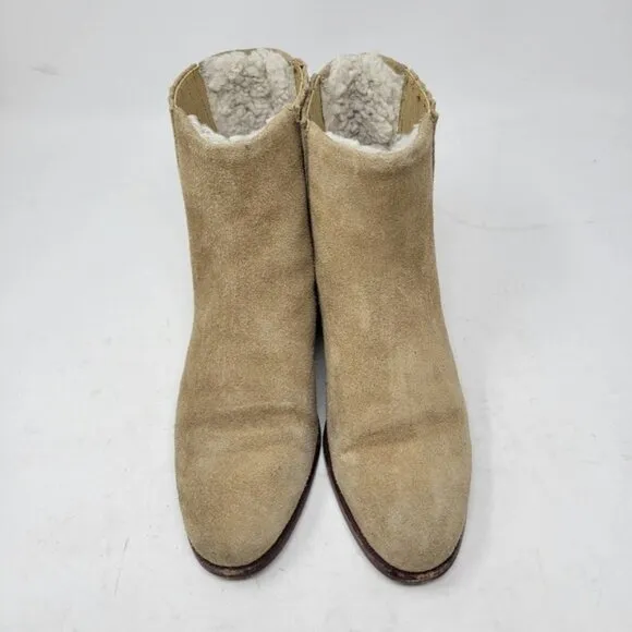 J. crew | Sherpa Lined Suede Leather Chelsea Ankle Boots Tan
