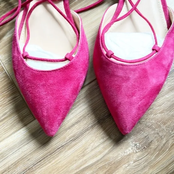 J Crew Suede lace-up pointed-toe flats Size 5.5