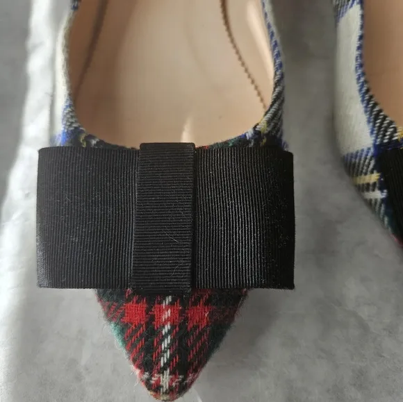 J. Crew Tartan pointed toe bow flats