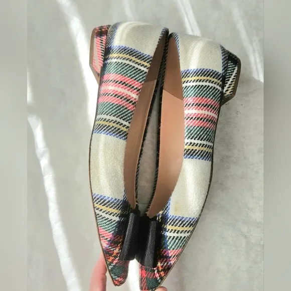 J. Crew Tartan pointed toe bow flats