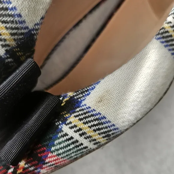 J. Crew Tartan pointed toe bow flats