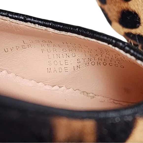J. Crew- Women’s Pointed-Toe Flats in Leopard Calf Hair, Size 8