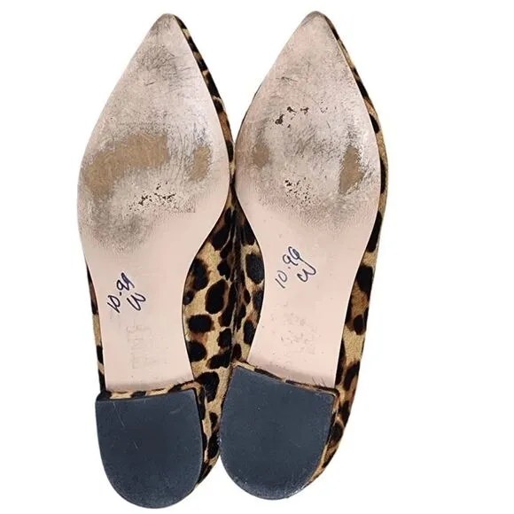 J. Crew- Women’s Pointed-Toe Flats in Leopard Calf Hair, Size 8