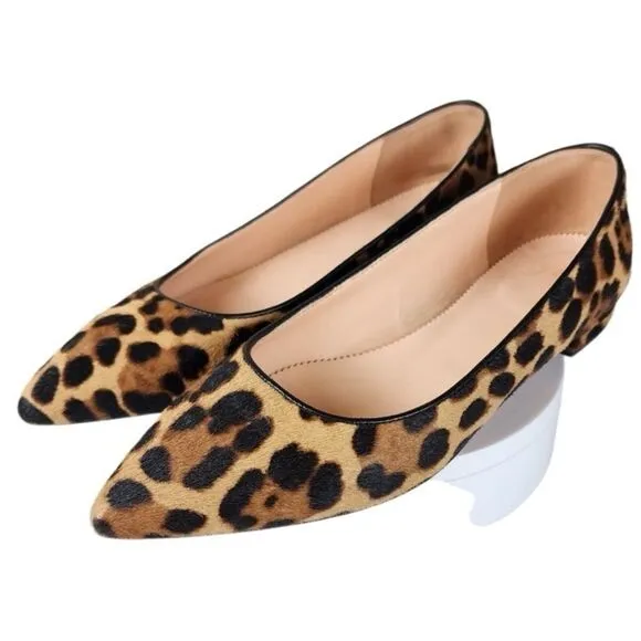 J. Crew- Women’s Pointed-Toe Flats in Leopard Calf Hair, Size 8
