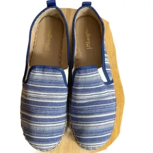 J. McLaughlin Blue and White Striped Espadrilles