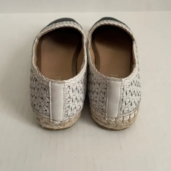 J. McLaughlin Redding 2 Espadrille White/Navy Flat Leather Slip On Shoe 6.5
