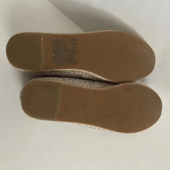 J. McLaughlin Redding 2 Espadrille White/Navy Flat Leather Slip On Shoe 6.5