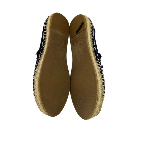 J McLaughlin Womens Redding Solid Canvas Espadrilles 8M Flats Blue/Tan Cloth