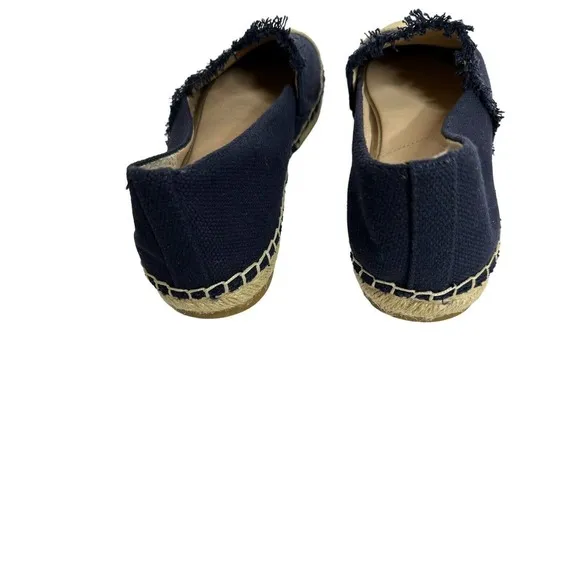 J McLaughlin Womens Redding Solid Canvas Espadrilles 8M Flats Blue/Tan Cloth
