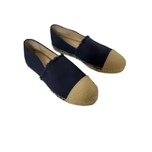 J McLaughlin Womens Redding Solid Canvas Espadrilles 8M Flats Blue/Tan Cloth