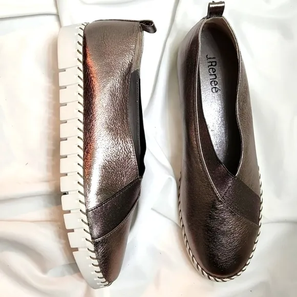J Renee Darvina Casual Leather Round-toe Metallic Slip-on Casual shoes (w 10)