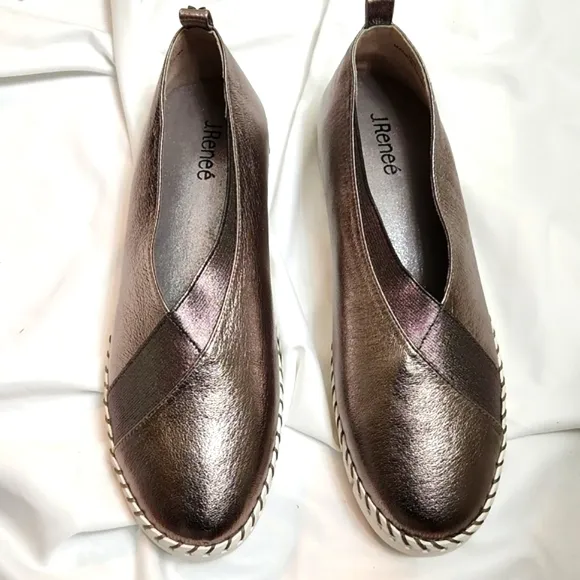J Renee Darvina Casual Leather Round-toe Metallic Slip-on Casual shoes (w 10)