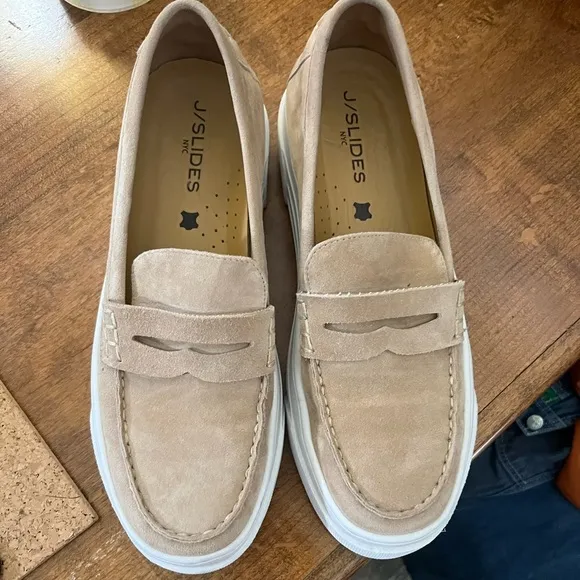 J Slides Tan Loafers EUC