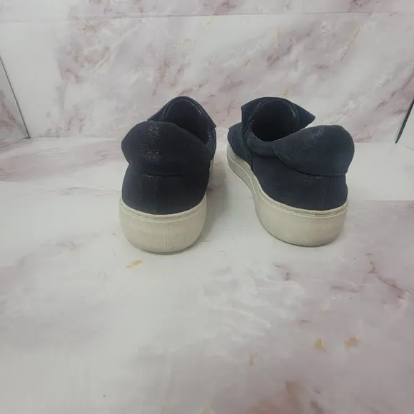 J Slides Women Sz 8.5 Audra Sneaker Shoe Black Leather Knotted Platform