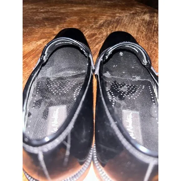 J W Nordstrom Maestro Academia Preppy Black Patent Leather Heel Tuxedo Loafers