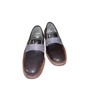 J W Nordstrom Maestro Academia Preppy Black Patent Leather Heel Tuxedo Loafers