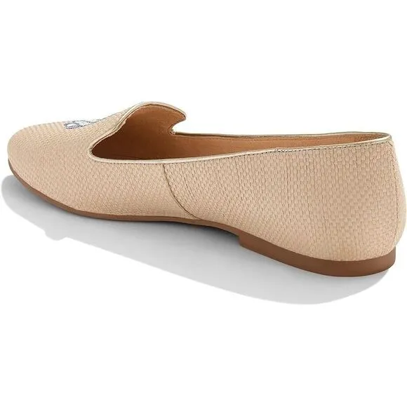 Jack Rogers Ginnie II Loafers Embroidered Owl Size 7.5 Natural Rattan NWOB Tan‎