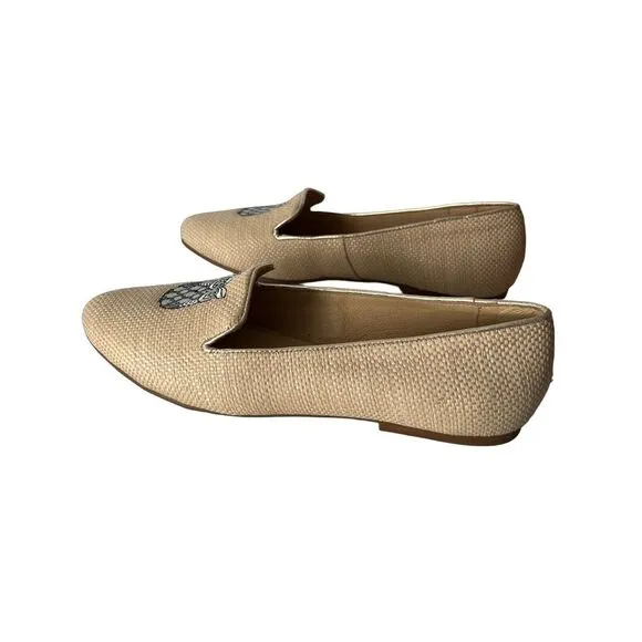 Jack Rogers Ginnie II Loafers Embroidered Owl Size 7.5 Natural Rattan NWOB Tan‎