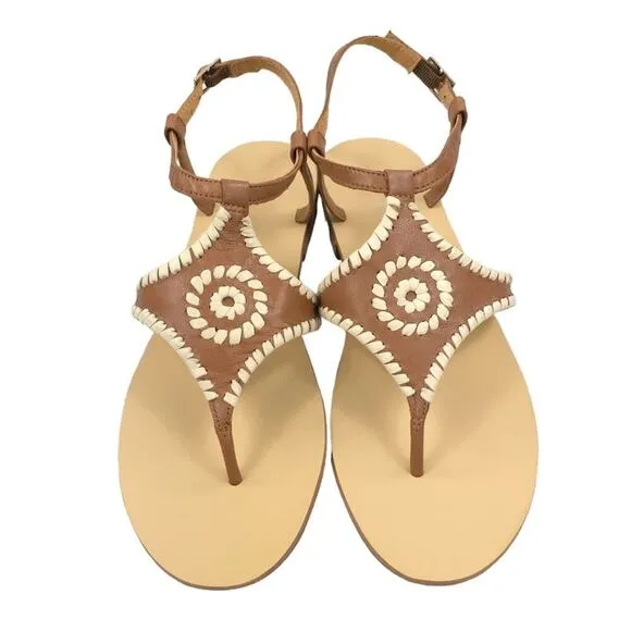 Jack Rogers Maci Leather Sandal Cognac Bone