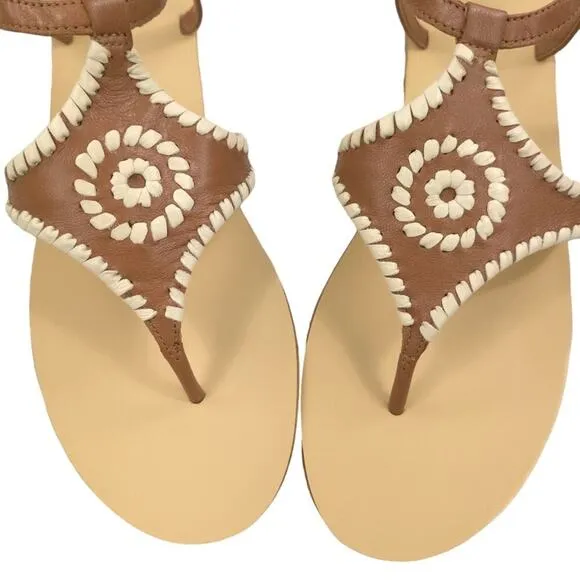Jack Rogers Maci Leather Sandal Cognac Bone