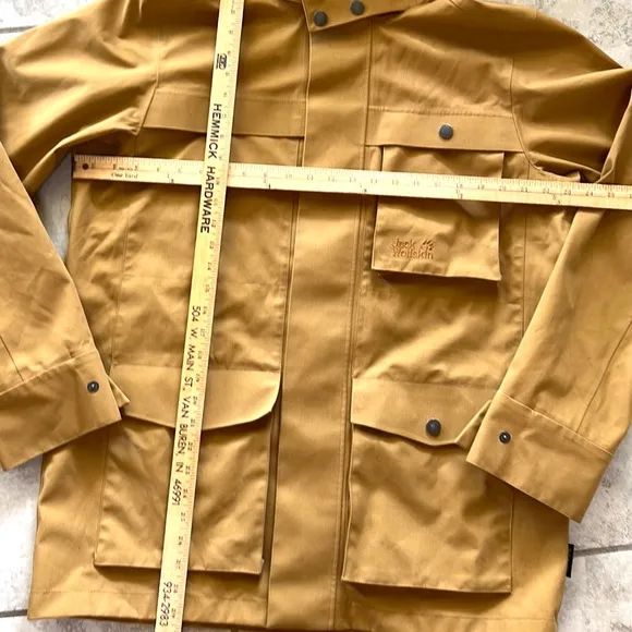 Jack Wolfskin Drumheller Jacket 🧥 Raincoat Golden Amber Tan Men’s L Women’s XL