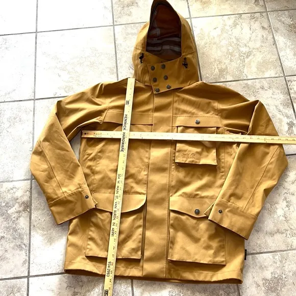 Jack Wolfskin Drumheller Jacket 🧥 Raincoat Golden Amber Tan Men’s L Women’s XL