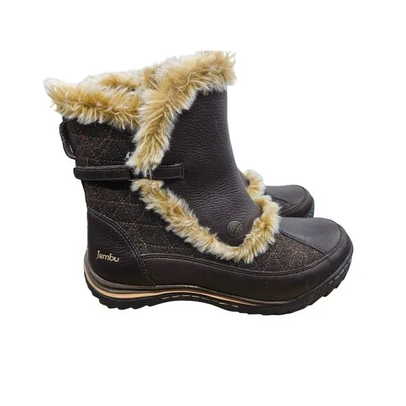 Jambu‎ Women's Eskimo Dark Brown Boots Fur Lined Size 9.5 New with Box Zip Up