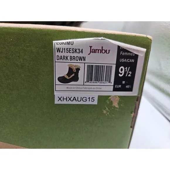 Jambu‎ Women's Eskimo Dark Brown Boots Fur Lined Size 9.5 New with Box Zip Up