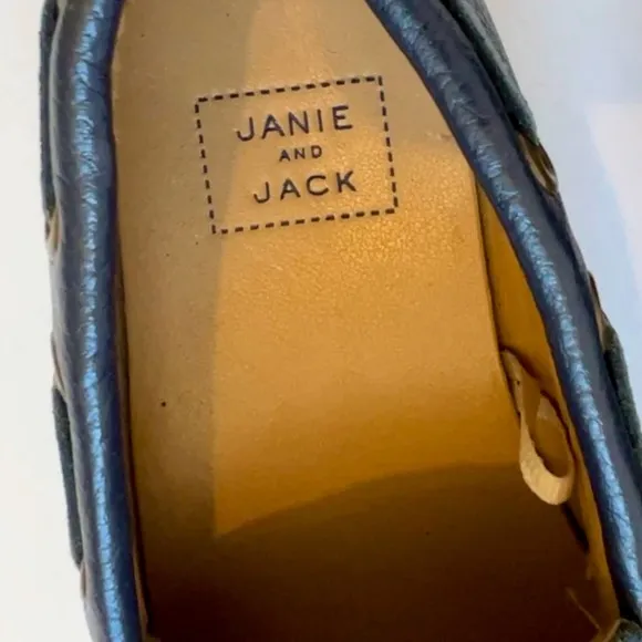 Janie and Jack Navy Blue Leather Loafers Toddler Boy’s Size 5