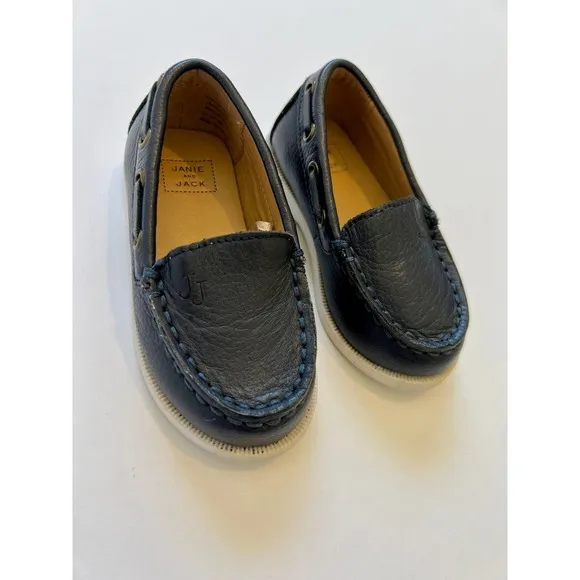 Janie and Jack Navy Blue Leather Loafers Toddler Boy’s Size 5