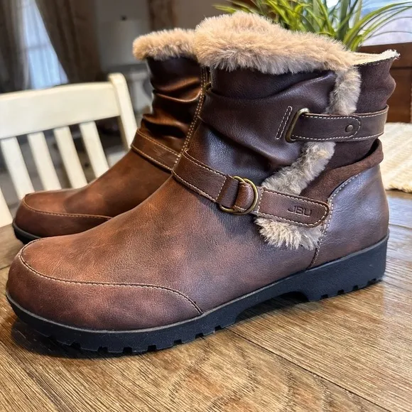 JBU by Jambi Indiana Fur Lined‎ Ankle Boots Buckle Accent Winter Shoes Womens 11
