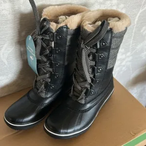 JBU by Jambu Women's Chilly Mid-Calf Boots Faux Leather Faux Fur Lined Size 6