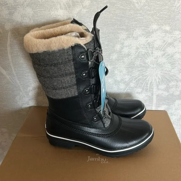 JBU by Jambu Women's Chilly Mid-Calf Boots Faux Leather Faux Fur Lined Size 6