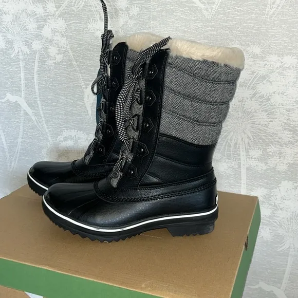 JBU by Jambu Women's Chilly Mid-Calf Boots Faux Leather Faux Fur Lined Size 6