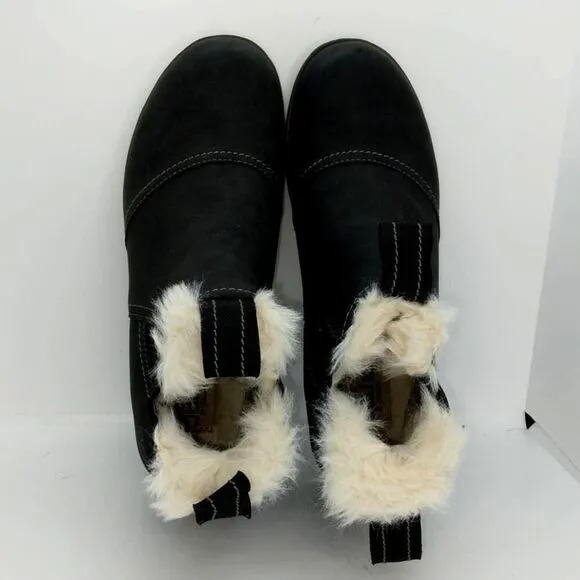 JBU Designer Womens NEW Faux Fur Lined Matte Black Chelsea Boots - sz. 6 1/2