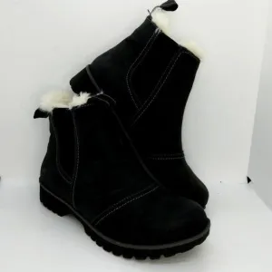 JBU Designer Womens NEW Faux Fur Lined Matte Black Chelsea Boots - sz. 6 1/2