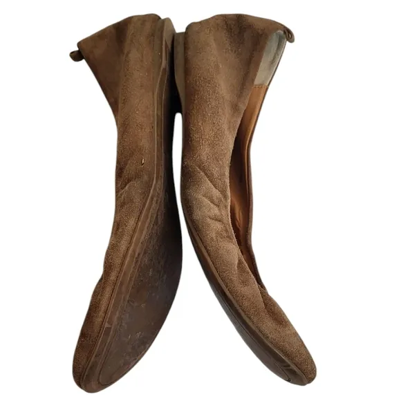 J.Crew 'Cece' Brown Suede Round Toe Slip On Crunch 46198 Ballet Flats Shoes 9.5