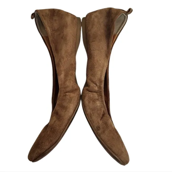 J.Crew 'Cece' Brown Suede Round Toe Slip On Crunch 46198 Ballet Flats Shoes 9.5
