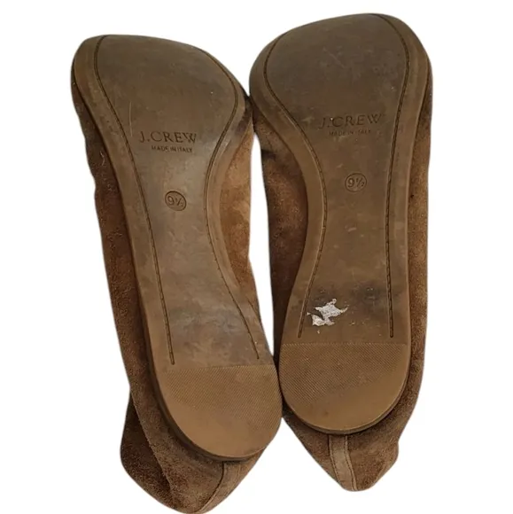 J.Crew 'Cece' Brown Suede Round Toe Slip On Crunch 46198 Ballet Flats Shoes 9.5