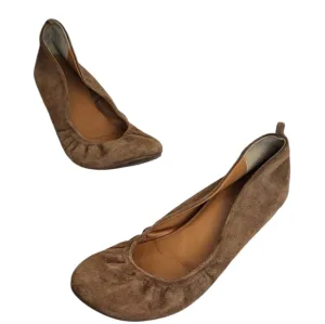 J.Crew 'Cece' Brown Suede Round Toe Slip On Crunch 46198 Ballet Flats Shoes 9.5
