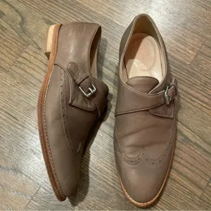 J.Crew Collection Perforated Monk Strap Loafers in Wet Cobblestone size 7.5