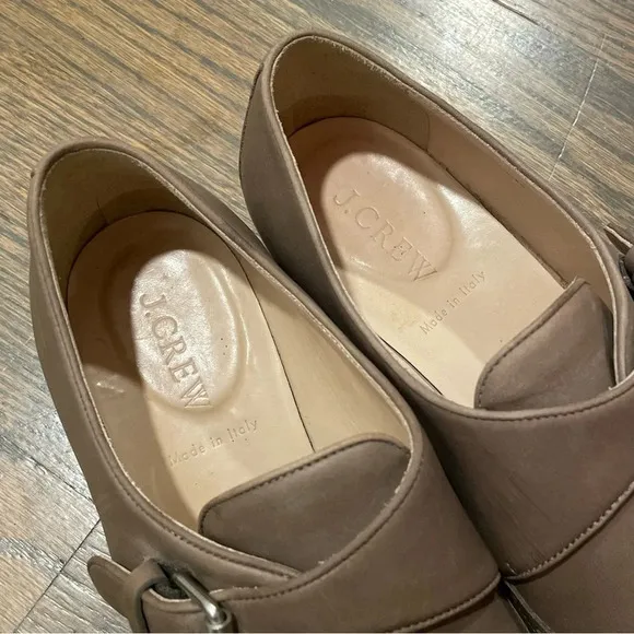 J.Crew Collection Perforated Monk Strap Loafers in Wet Cobblestone size 7.5