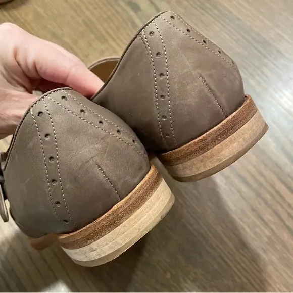 J.Crew Collection Perforated Monk Strap Loafers in Wet Cobblestone size 7.5